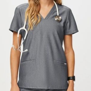 Figs Technical Collection Gray V-Neck Scrub Top